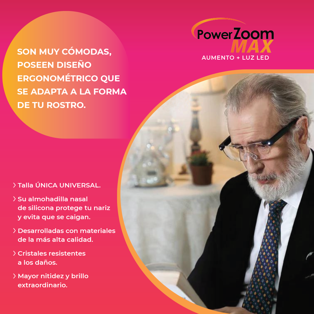 Power Zoom Max Gafas Aumento con luz LED