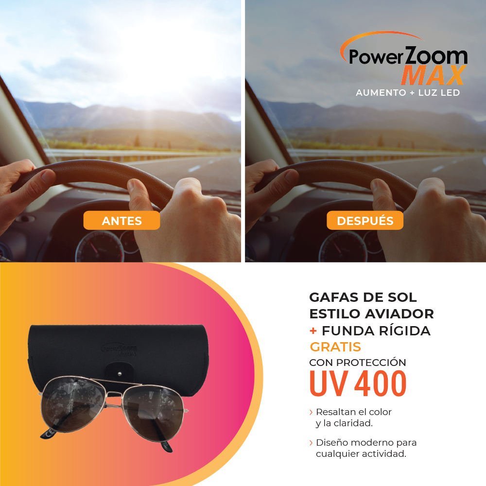 Power Zoom Max Gafas Aumento con luz LED