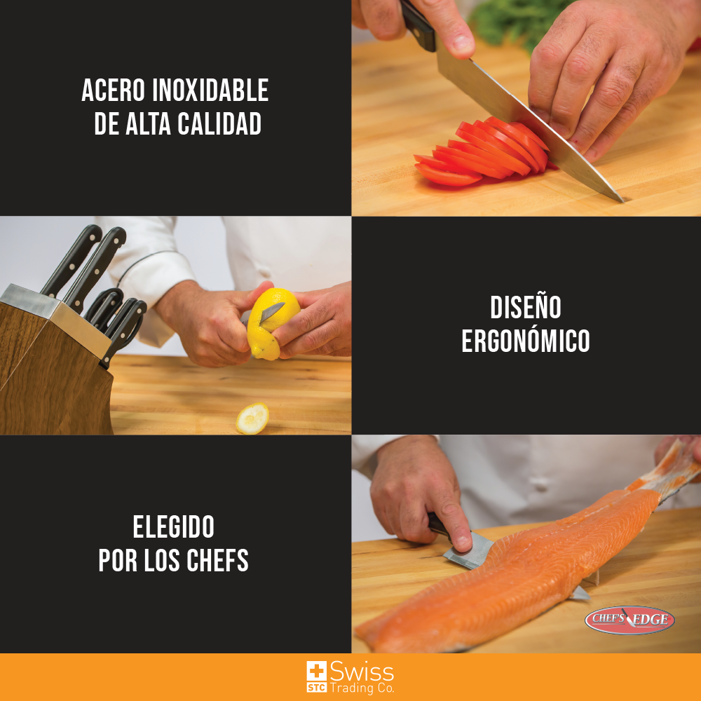 Chefs Edge 10pz Acero c/Bloque Afilador