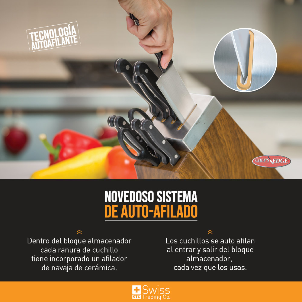 Chefs Edge 10pz Acero c/Bloque Afilador