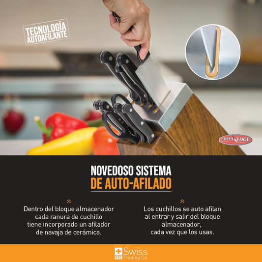 Chefs Edge 10pz Acero c/Bloque Afilador